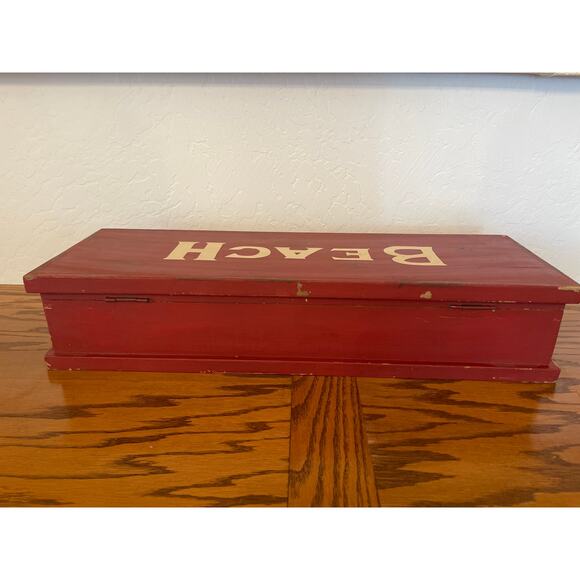 Handmade vintage wooden box BEACH SIGN on top - Picture 5 of 7